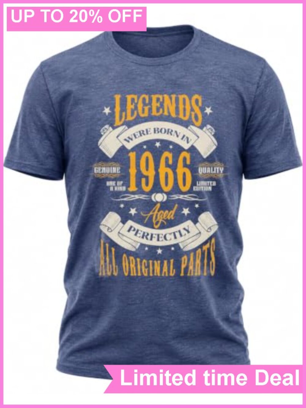Men's Legend Birthday Vintage Graphic Tee Crew Neck Short Sleeve